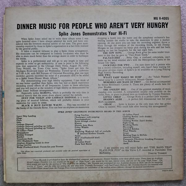 Spike Jones &ndash; Dinner Music (For People Who Aren't Very Hungry) 90213 фото