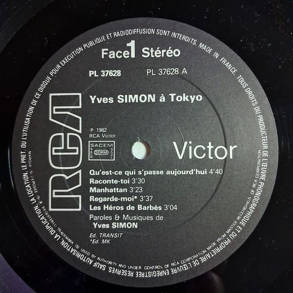 Yves Simon &ndash; Concert &Agrave; Tokyo 90527 фото