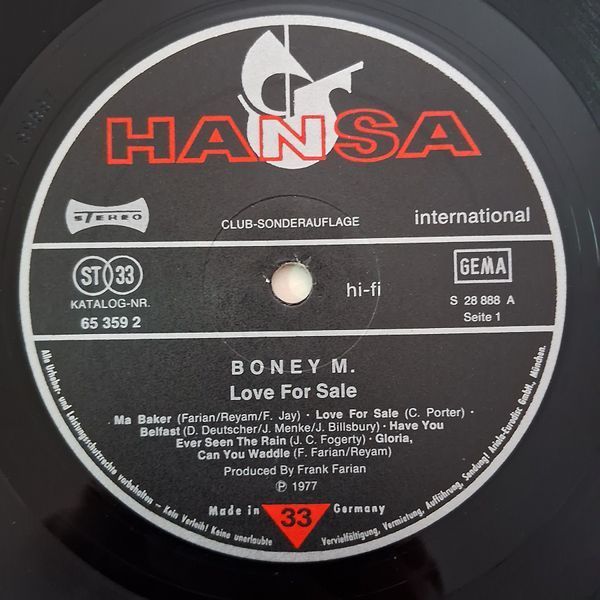 Boney M. &ndash; Love For Sale 90037 фото