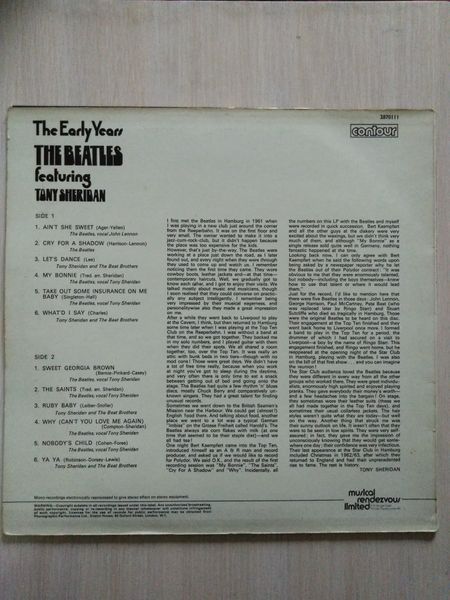 The Beatles Featuring Tony Sheridan &ndash; The Early Years 90402 фото